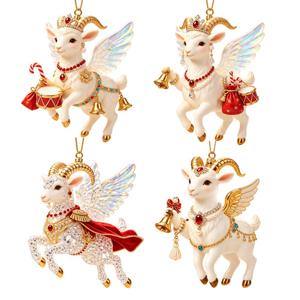 Shining Goat Hanging Ornament Set 2D Flat Christmas Tree Ornament New Keychain  Bag Charms