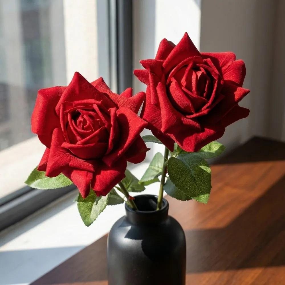 Cloth Artificial Rose Flower Iron Wire Simulation Rose Realistic Artificial Rose  Home Decoration