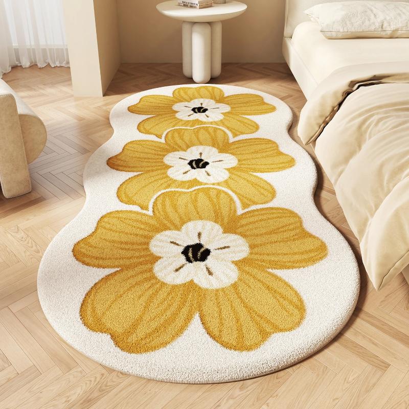 Girly Style Carpets for Living Room Pink Flowers Bedroom Decor Carpet Fluffy Soft Irregular Bedside Rug Home Thicken Plush Mat