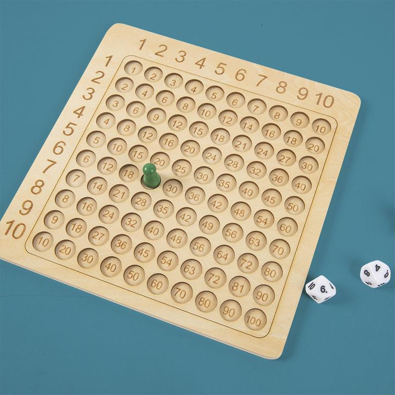 Montessori Wooden Multiplication Board Game Children Math Educational Toys Counting Hundred Board Interactive Thinking Game