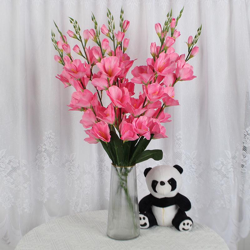 Decorative Silk Gladiolus and Orchid Floral Art for Living Room or Dining Table