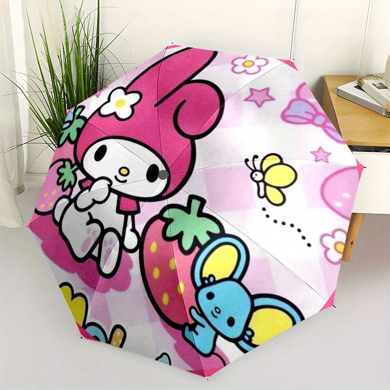 

My Melody, Strawberry Automatic opening and closing folding umbrella with 8-rib frame and compact travel design, perfect for all occasions |