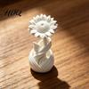 Mini White Flower Decor 3D Printed Sunflower Ornament Nordic Style Matte Desk Decor Artistic Sculpture Aesthetic Table Shelf Decoration Minimalist