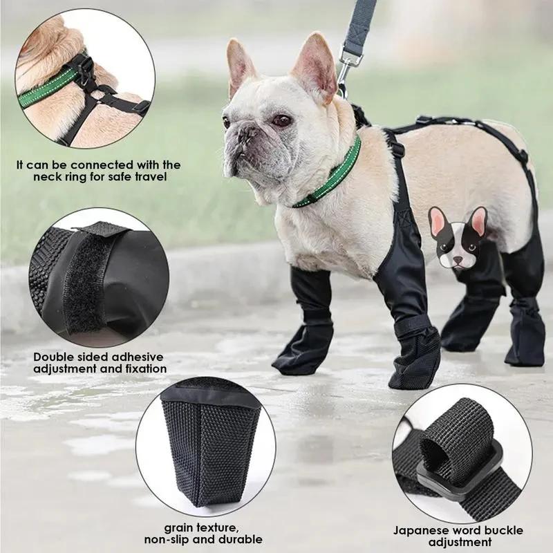 Waterproof Dog Shoes Adjustable Dog Boots Pet Breathbale Shoes for Outdoor Walking Soft French Bulldog Shoes Pet Paws Protector