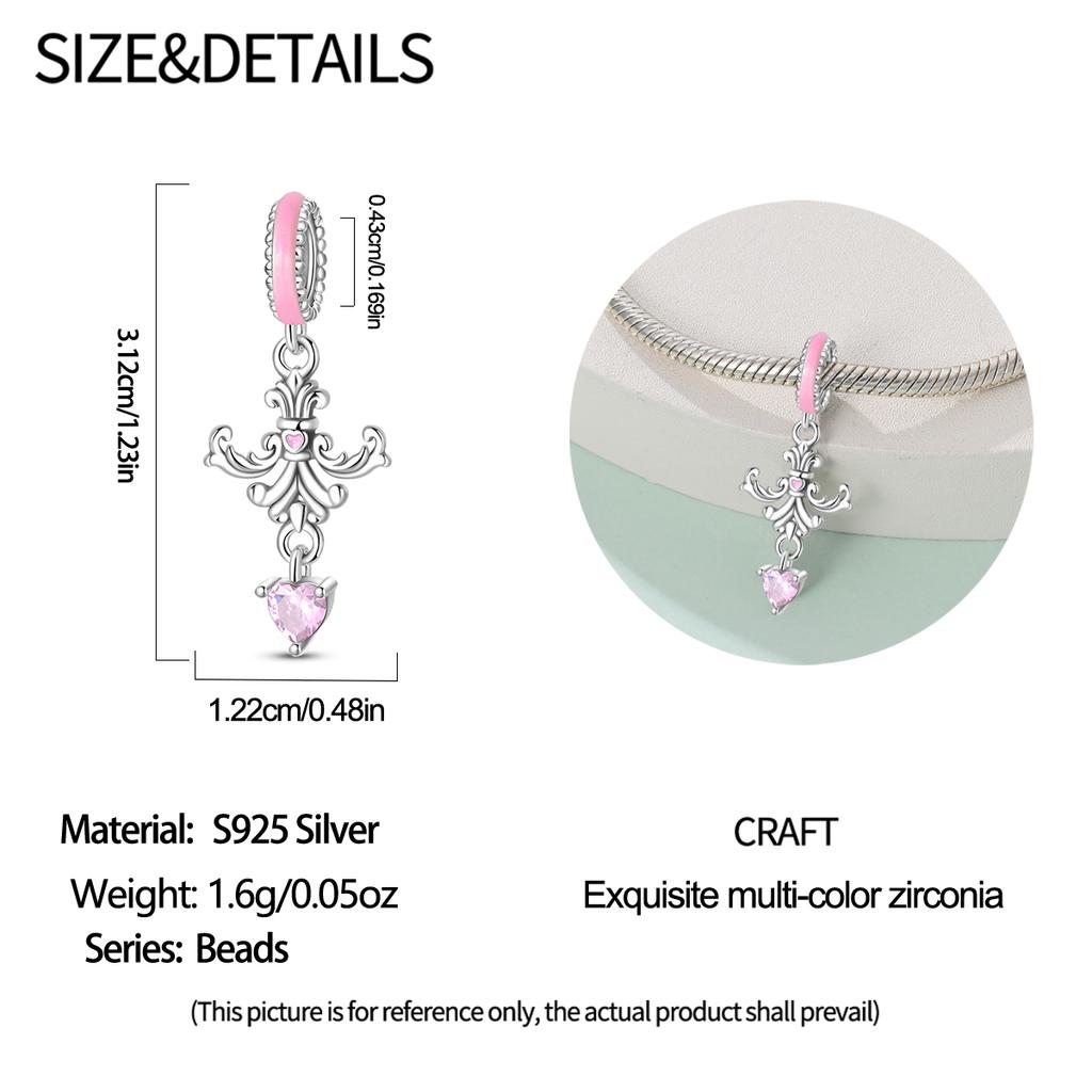 Original Charms Copper Pink Heart Classic Pendant For Travel Beads Fit Bracelet Women Jewelry Making Diy Gift