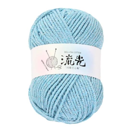 1.5MM Glitter Hollow Cotton Yarn Soft Thick Crocheting Knitting Yarn Handmade Crafts Pure Color Crochet Thread Skeins Beginners Knitting Lovers Gift