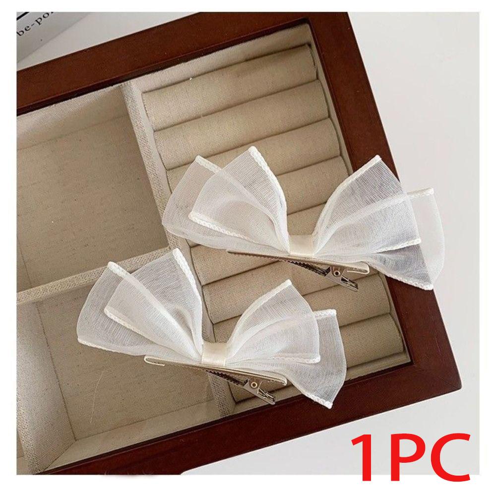 1PC Cute Bowknot Hair Clips Fashion Sweet Headwear Mesh Bow Hairpin Headdress Hair Accessories Bang Clip For Girls