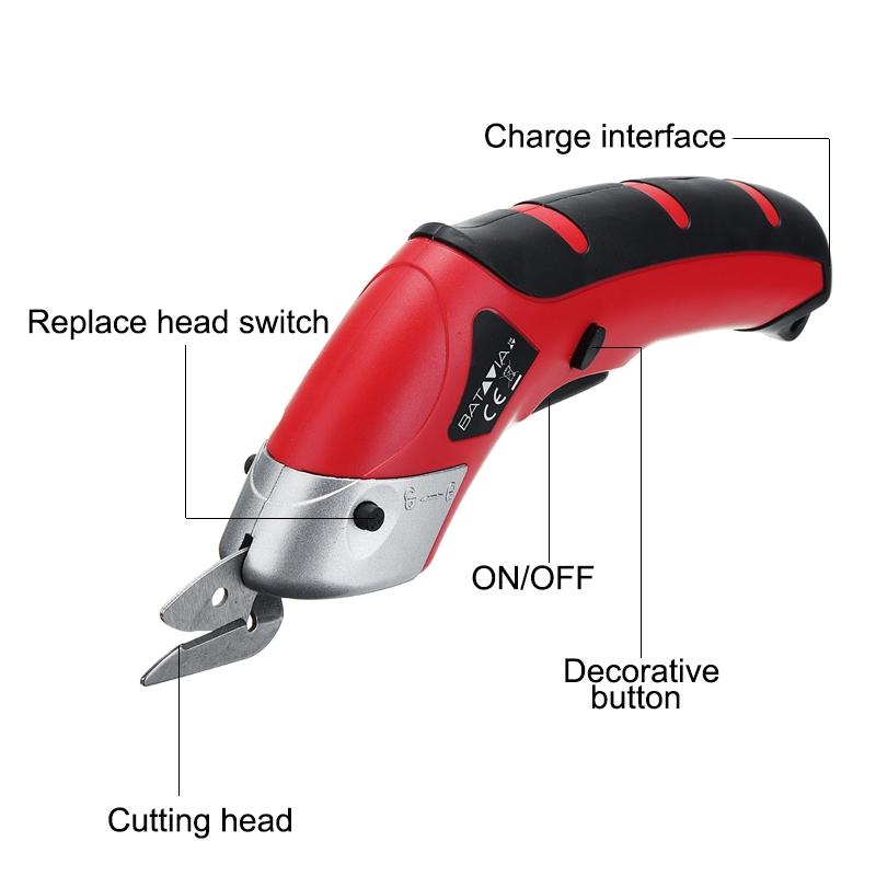 

100 Вт 110 В-220 В Аккумуляторные электрические ножницы + 2 лезвия Резка ткани, кожи, полотна Заряжаемые ножницы для шитья ткани 3,6 В