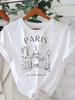 Vintage Elegant O-neck Short Sleeved 2D T-shirt Paris Tower Printed Top High-quality Comfortable And Minimalist Women's Clothing