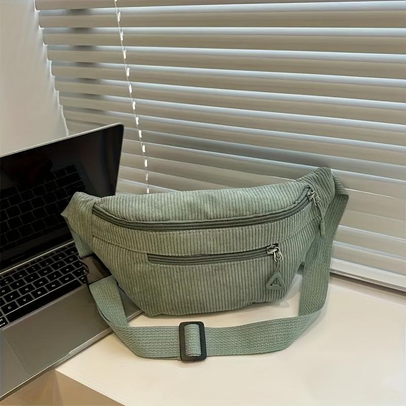 1pc Women's Corduroy Satchel Bag with Adjustable Strap Solid Color Crossbody Backpack Suitable for Travel, School, Zipper Closure Minimalist Handbag