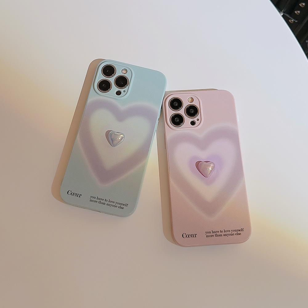 Gradient Electroplating Love 15pro Max IPhone Case IPhone 14 Suitable for 11 Three  dimensional