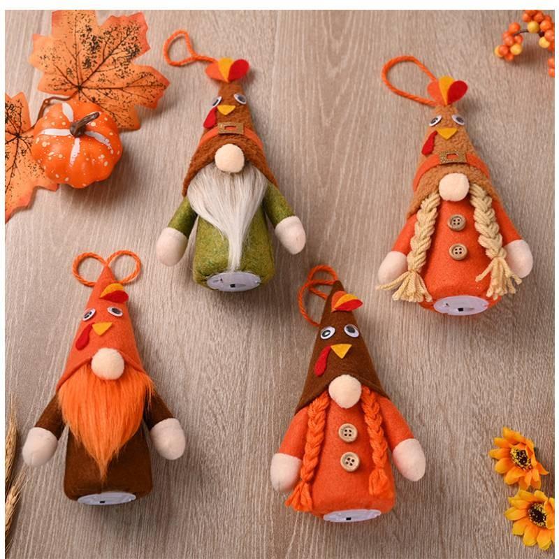 Cozy Harvest Festival Decorative Thanksgiving Gnome Figurine With Light Up Features