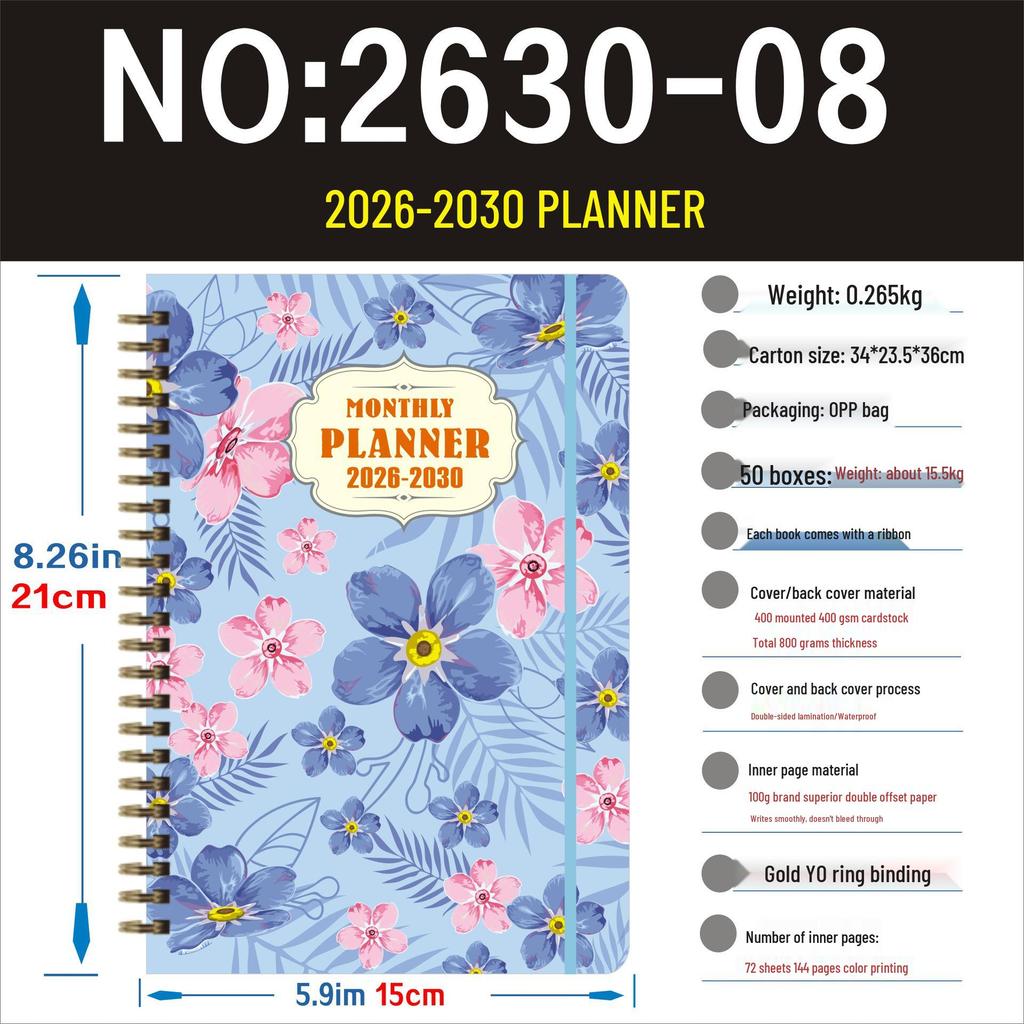 2026-2030 Planner: Cross-border Hot-selling Daily Journal Notebook