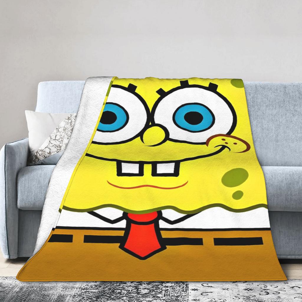 Anime SpongeBob SquarePants Blankets Flannel Awesome Warm Throw Blankets for Coverlet Textile Decor