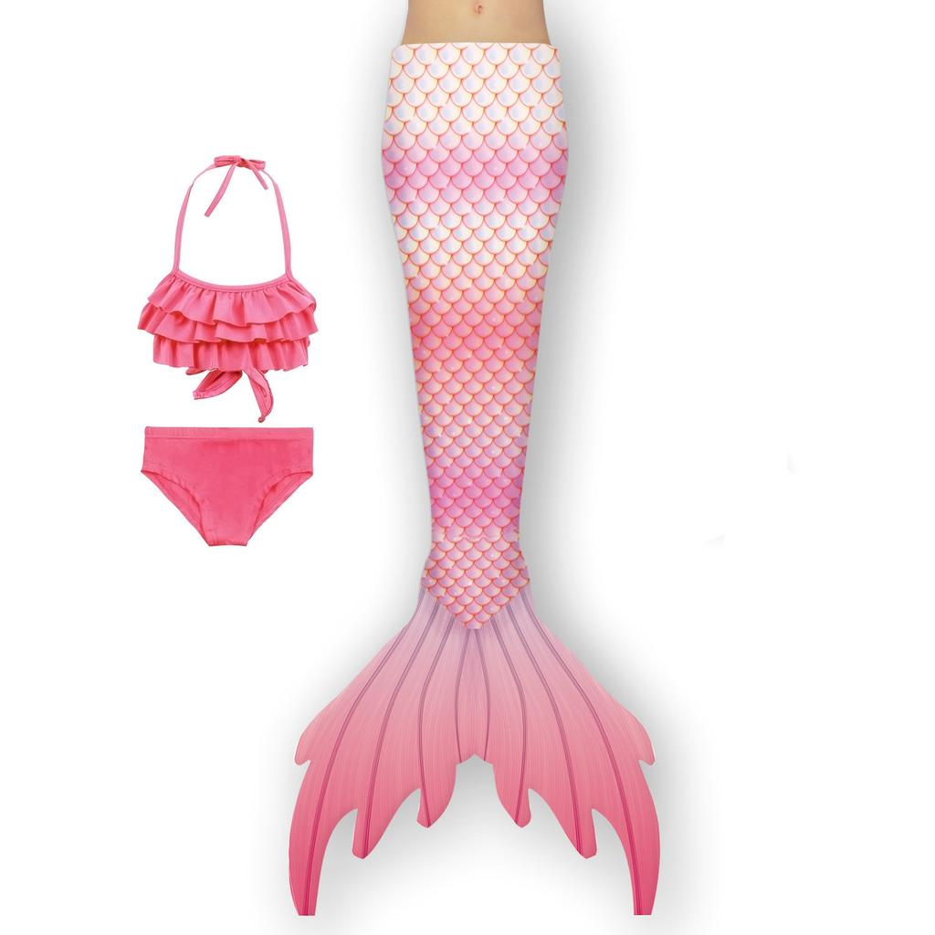 Costume da bagno da sirena per bambini, top a fascia da sirena, coda di pesce, vestito da principessa per bambine