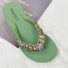 Fashion Slippers Women Glitter Flip Flops Summer 2025 Fashion Outdoor Rhinestone Chain Wedge Beach Slippers Jelly Hawaiian Flat Sandals