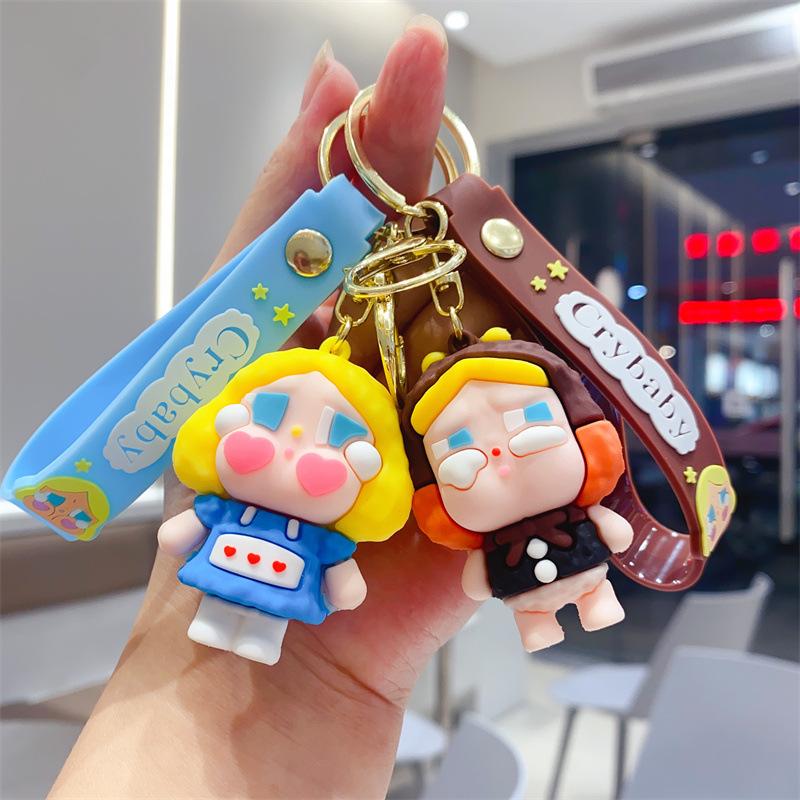 Cartoon Niedlich Weinendes Baby Tränen Mädchen Schlüsselanhänger Taschenanhänger Beflockter Schmuck Kinderpuppenautomat Geschenke