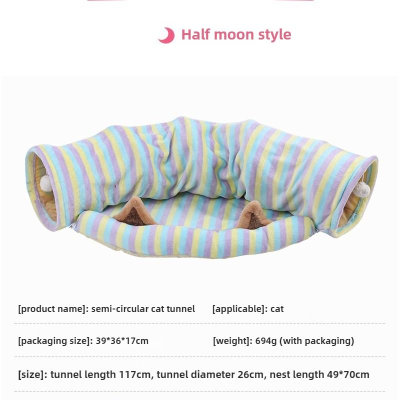 Striped Cat Tunnel Sleeping Beds Foldable Cats Tunnel Breathable Wear-resistant Cat Toys Interactive Accessories for Cats