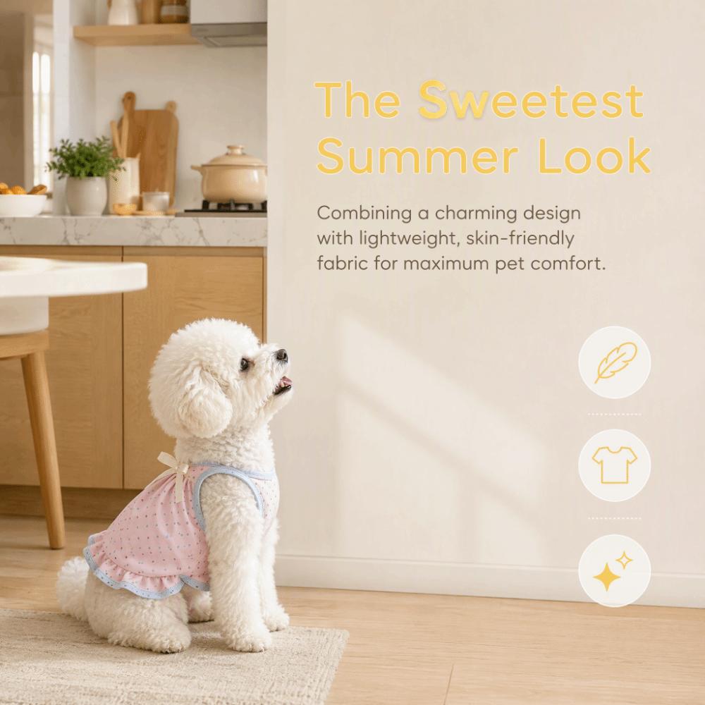 Polka Dot Puppy Cat Slip Dress Breathable Cat Sleeveless Dress Corgi Teddy Clothes  Pet Supplies
