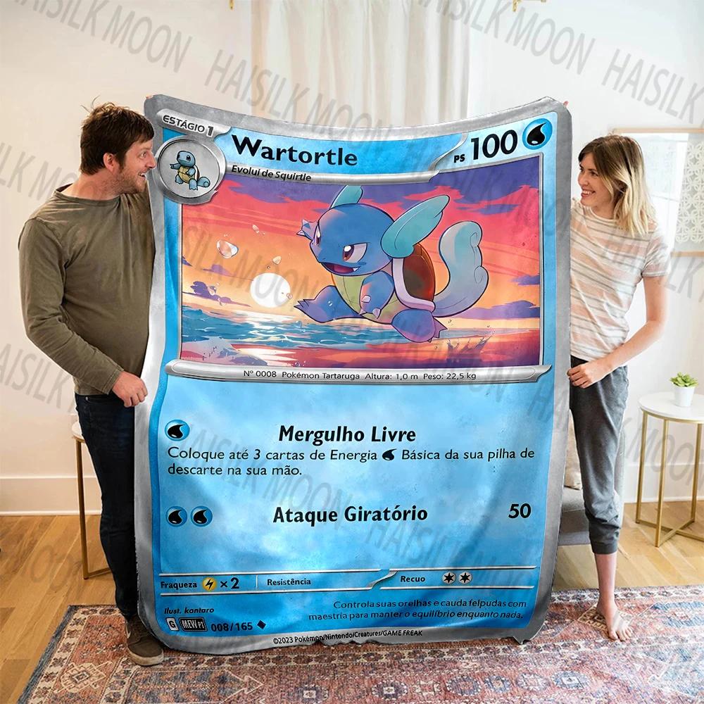 

Cute Anime Cards Blanket with S-Squirtle Printed, Home Travel Soft and Comfortable Blanket for Adults and Children Blanket Gifts 75x90cm