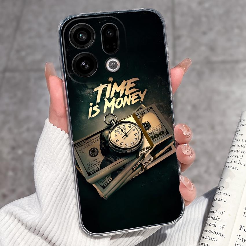 For Oppo Find X9 X8 X7 X5 Pro X2 Lite Reno8 Pro Pro+ Phone Case Black Cat Wine Glass Patterns Transparent TPU Protection Covers For Oppo Bumper Casing