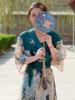 National Trendy Style Retro Style Handmade Mottled Bamboo Fan round Octagon Petals Embroider Flowers Long Fringe Circular Fan Temple Fan