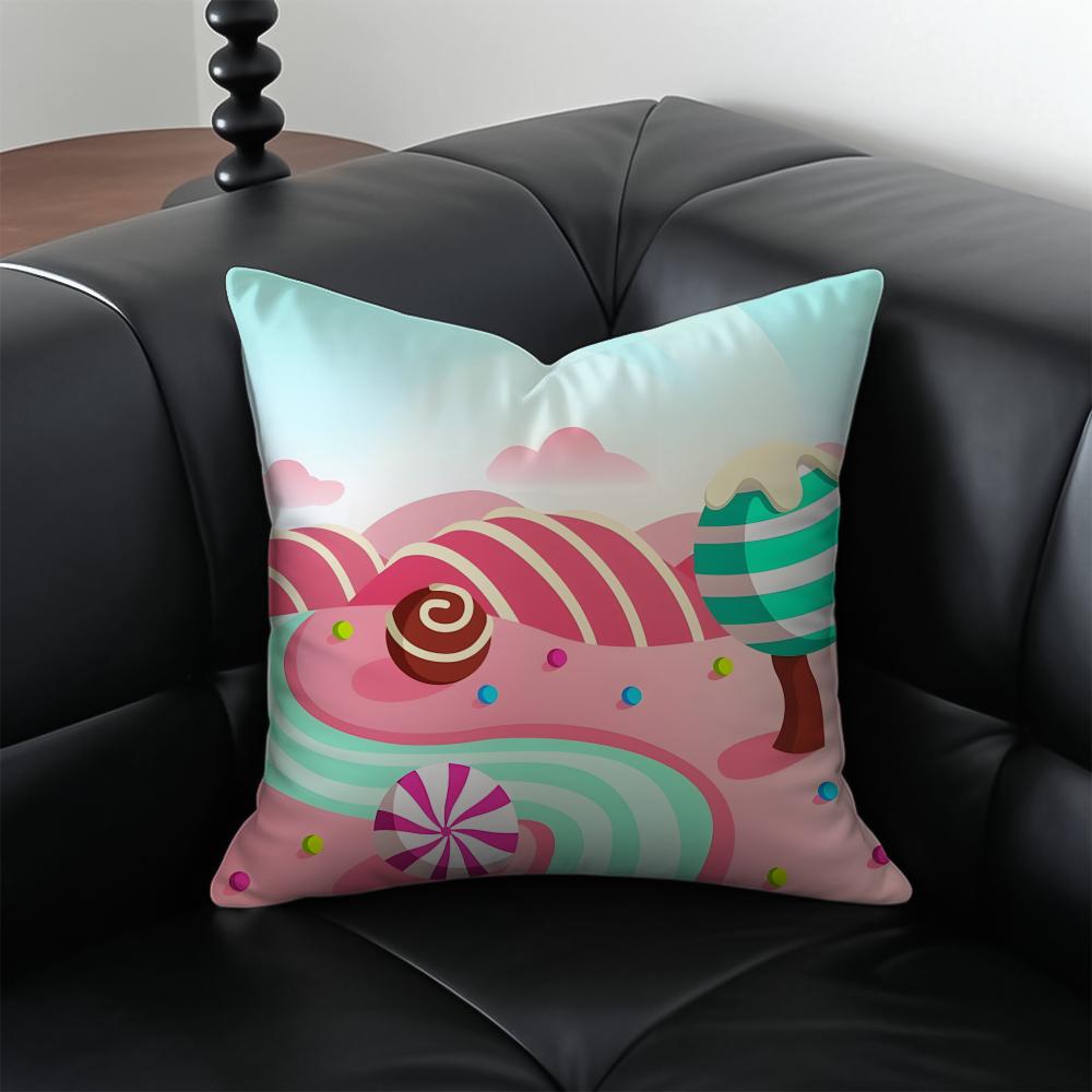 Sweet Candy Pillow Girly Cushion Cover Pillow Case Anti-Dustmite Invisible Zipper Silky Plush Cushion