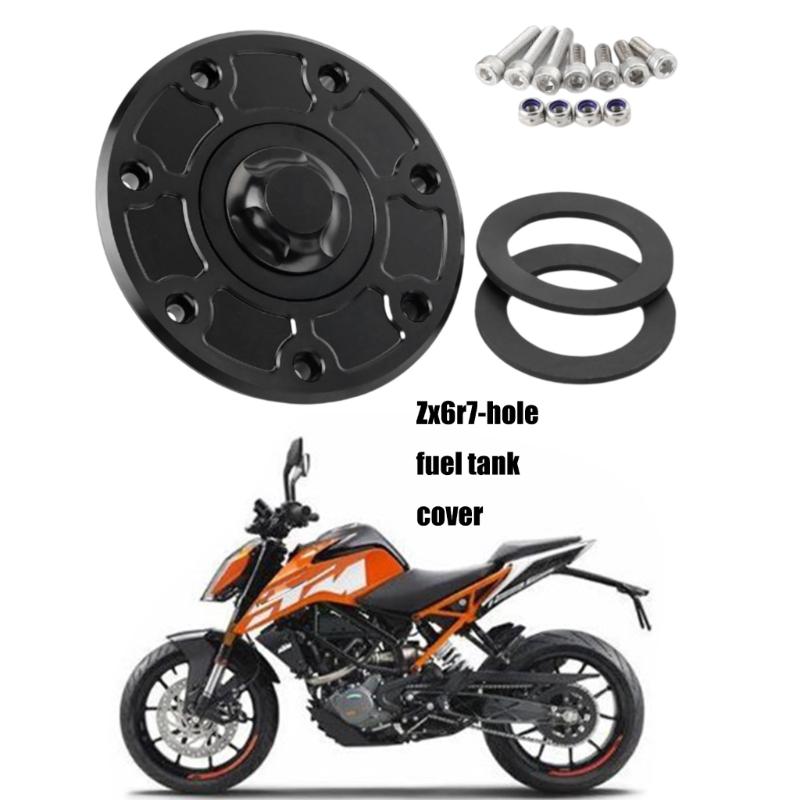 7 Hole Fuel Gas Oil Tanks Cover for ZX6R Motorcycle Bikes Superior Durability Aluminum Waterproof Secure Locking Systems