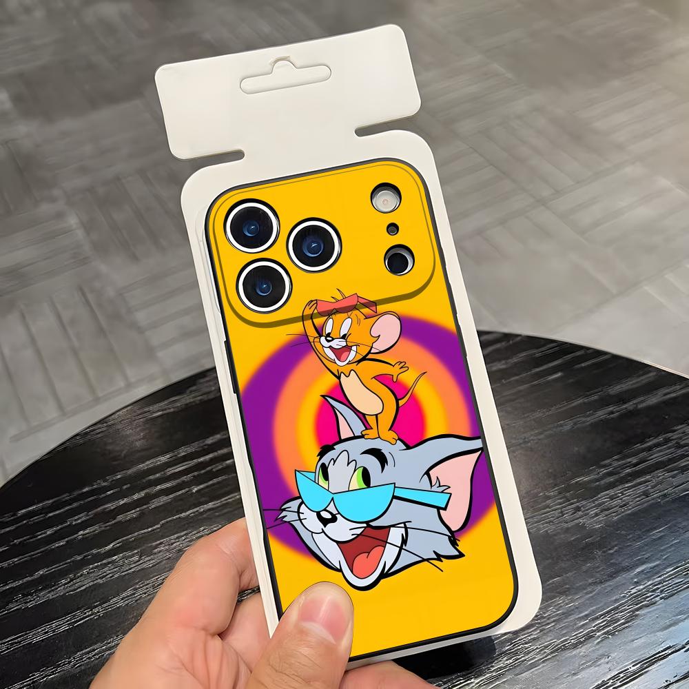 AniME-T-Tom And J-Jerry Kawaii Phone Case For IPhone 17 Air 16 E Pro Max 15 14 13 Mini 12 Pro 11 Max Plus Black Soft Shell
