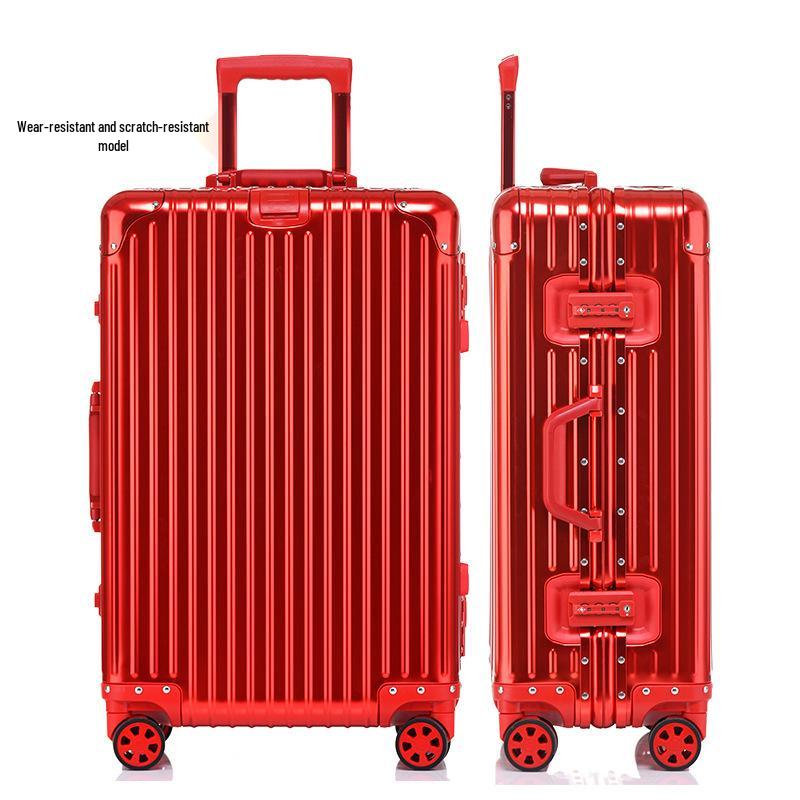 Premium Aluminum-Magnesium Alloy Suitcase with Universal Wheels - Fashionable Hard Shell Luggage for Students