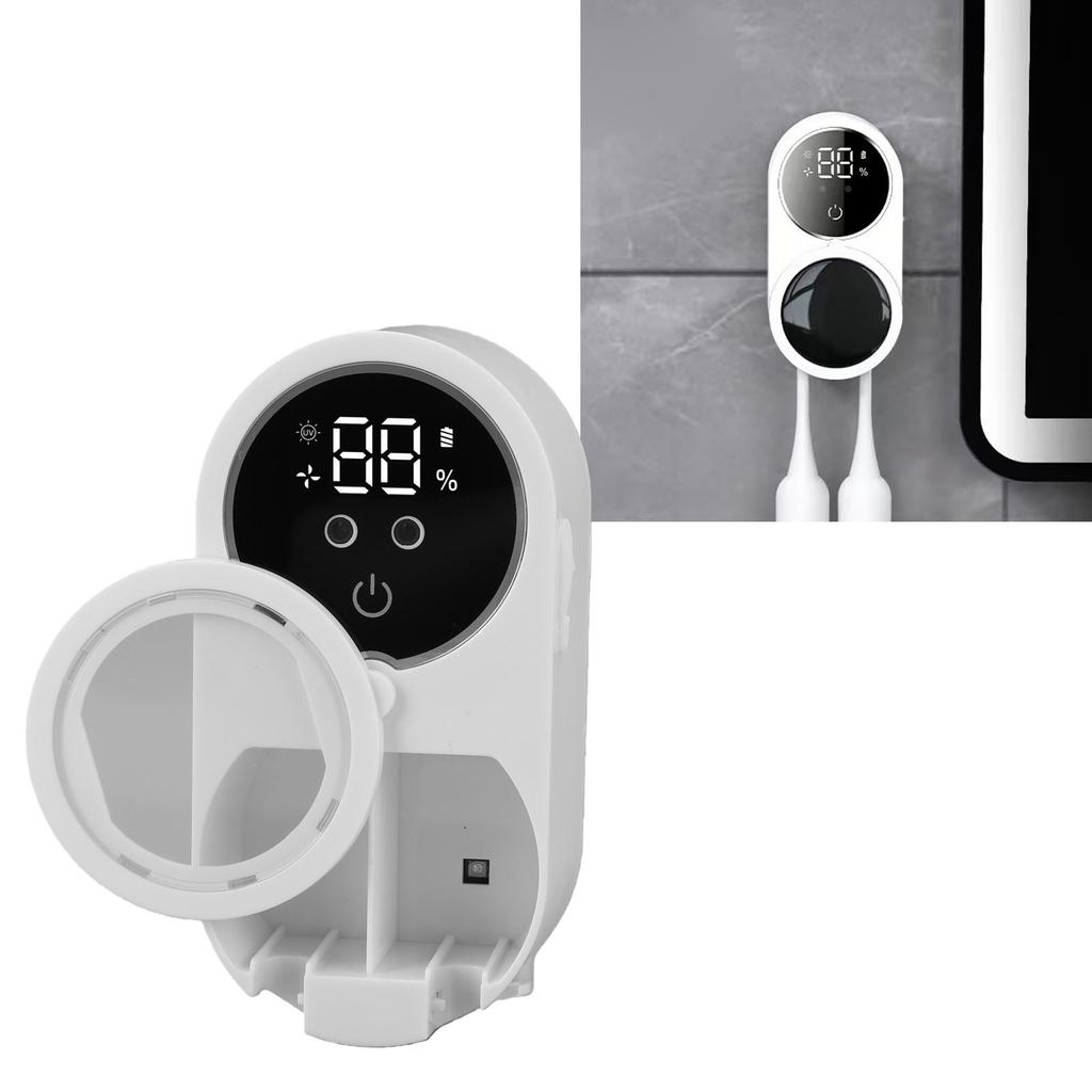 Limpiador y Soporte para Cepillo de Dientes Montado en la Pared Limpiador y Secador de Cepillo de Dientes Detección Automática por Infrarrojos con Pantalla Grande Blanco