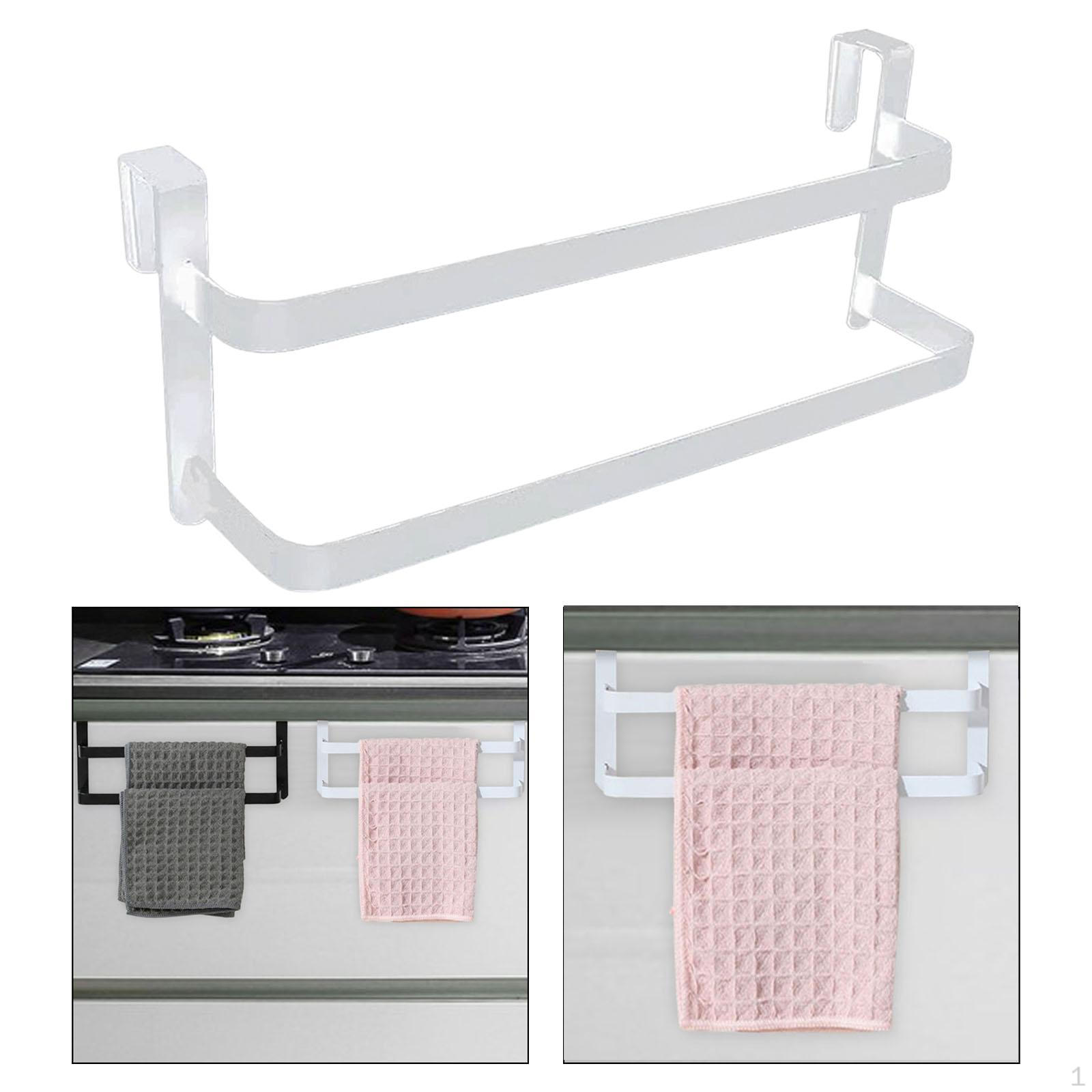 

Cabinet Door Towel Bar, Two Tier Organizer for Kitchen and Bathroom Use белый