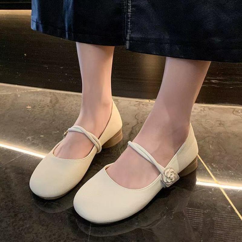 New soft leather one-pedal with skirt gentle wind thick heel single shoes retro Mary Jane women's shoes summer