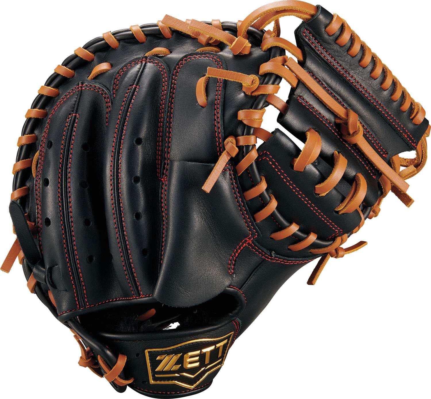 ZETT Ground Hero Перчатка для софтбола для молодежи Черная x Дубово-коричневая BJC762622 Бейсбольная перчатка кэтчера, для левой руки, (1936),