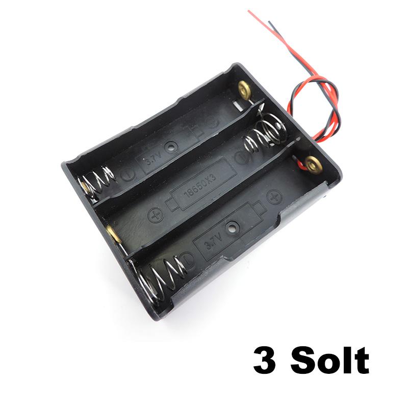 18650 Battery Storage Box Case DIY 1/2/3/4 Slot Way DIY Batteries Clip Holder Black Plastic Container with Wire Lead 2Pin Q1