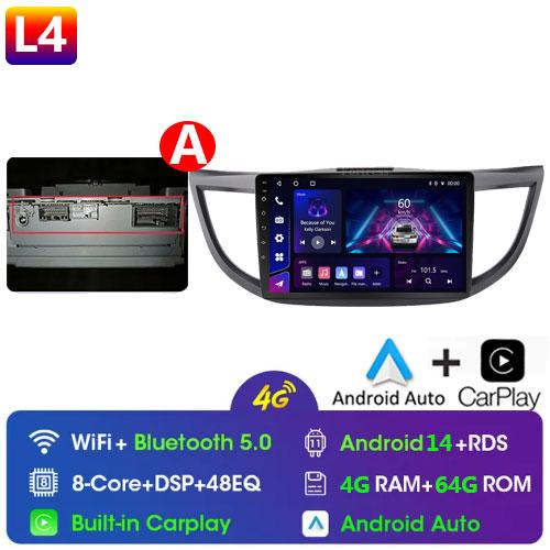 Android 14 For Honda CR-V CRV 2012 - 2015 GPS Carplay Auto Car Radio Multimedia Video Player Stereo WIFI 4G BT RDS 7862S