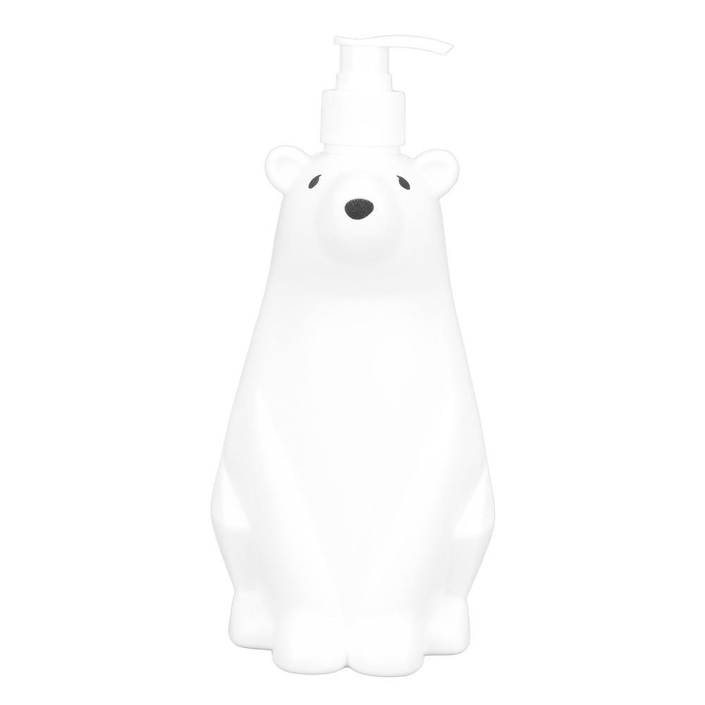 Plastic Shampoo Dispenser Bear Shaped White Lotion Dispenser Refillable Decorative Shower Bottle