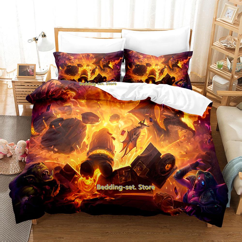 2023 Game Hearthstone Heroes Of Warcraft Bedding Set Cartoon Anime three-piece Set Teenager Bedroom Duvetcover Sets