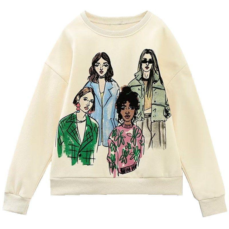 

Модный осенне-зимний новый модный женский свободный повседневный самый простой для сочетания свитшот с рисунком девушки 0085889 712 Picture color L