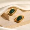 Yori Exquisite Natural Stone Stainless Steel Oval Stud Earrings Waterproof Trendy High Quality Daily Jewelry Bijoux