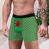 Men Christmas Boxers Digital Print Striped Elastic Mid Waist Slim Fit Soft Breathable Color Matching One-piece Anti-septic Men Underpants