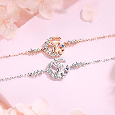 S925 Silver Girl Ins Style Moon Little Prince Bracelet Student Best Friend Girl Hand Jewelry Birthday Gift for Girl