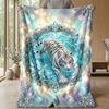 Elegant Tiger Fantasy Theme blanket Lightweight Warm Flannel Blanket Decorative Throw Blanket for Home Decoration