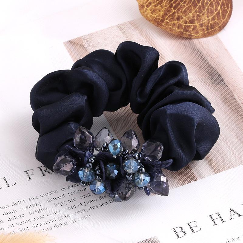 Eleganti scrunchies in tessuto floreale con cristalli per donne e ragazze, elastici per capelli, accessori per legare i capelli, anello per capelli, corda, copricapo