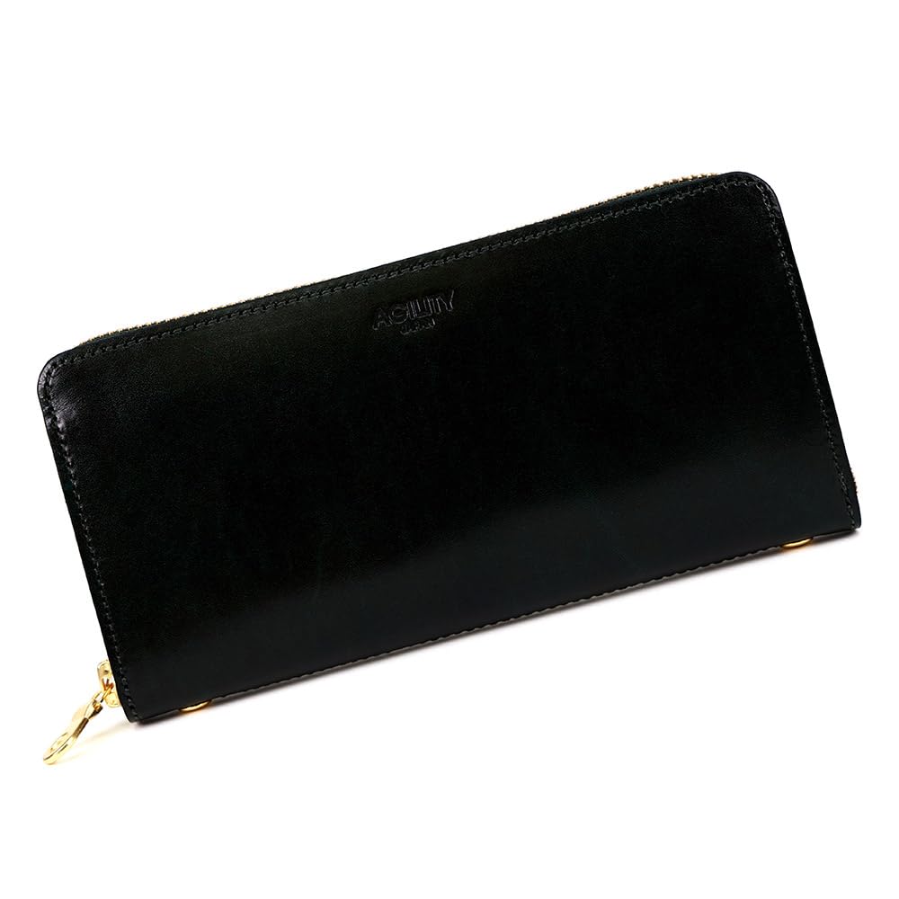 

AGILITY Affa Grotto Lugato Длинный кошелек, Кожа, Круглая молния, Сделано в Японии, Кожа коровыЗеленый