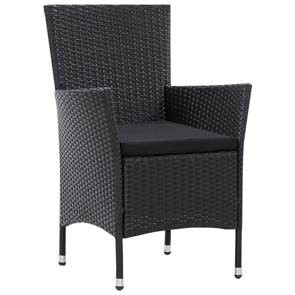 5 Piece Garden Dining Set Poly Rattan Black