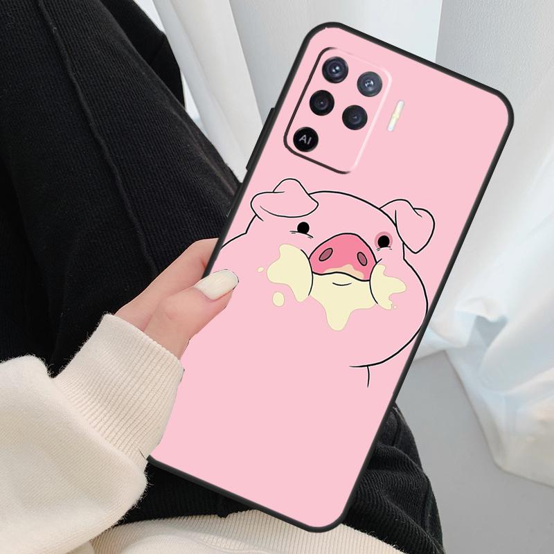 Cartoon Pig Case For Oppo A96 A76 A16 A60 A98 A58 A78 A18 A38 A80 A40 A77 A57 A17 A74 A54 A94 A15 A5 Pro