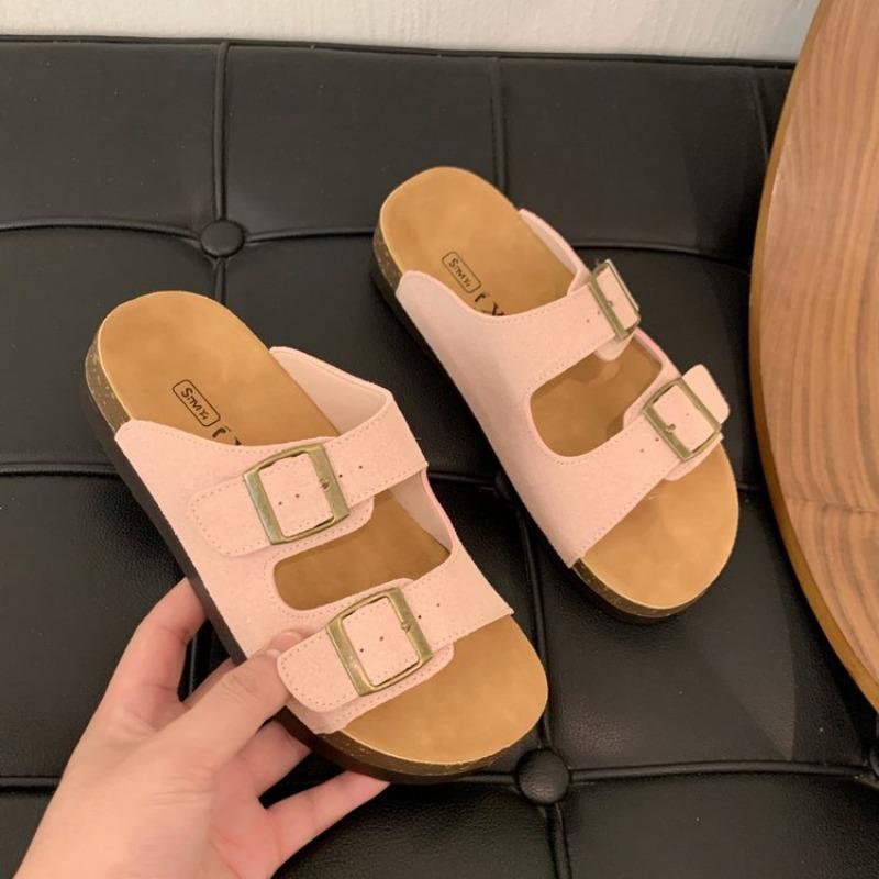 Fashion outerwear one-word summer casual flat slippers seaside vacation outerwear beach shoes versatile women s shoes 40 розовый 3330₽