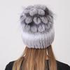 Pălării din blană de iepure pentru femei Căciulă de iarnă tricotată din blană de iepure adevărată