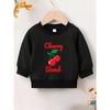 European Sizes Cute Cherry Print  Kids' Spring Thin Round Neck Sweatshirt 0-3 Years Old Comfortable Outdoor Outfit Choice